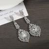 Retro Long Water Drop Rhinestone Earrings, Alloy Diamond-encrusted Gypsy Bride Earrings, High-end Antique Earrings