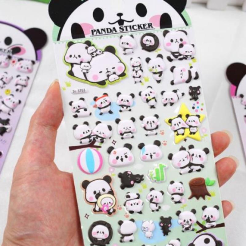3D Cute Giant Panda 3D Animal Stickers, Children's Baby Puzzle Handmade Reward Stickers, DIY Phone Case Stickers