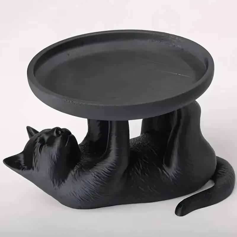 Creative Black Cat Resin Jewelry Tray 3D Printed Kitten Statue Makeup Organizer Ring Dish Home Decor Gift for Cat Lovers