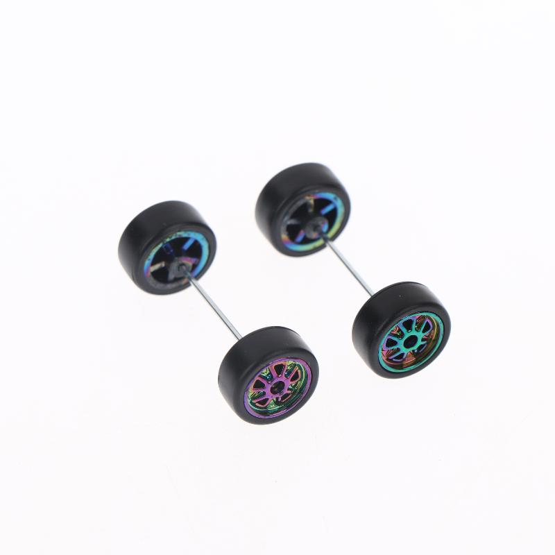 1 Set Diy Accessories 1/64 Model Wheels With Slicks Rubber Tires For Toy Model Petal Wheel Diecast Cars Refiting Parts