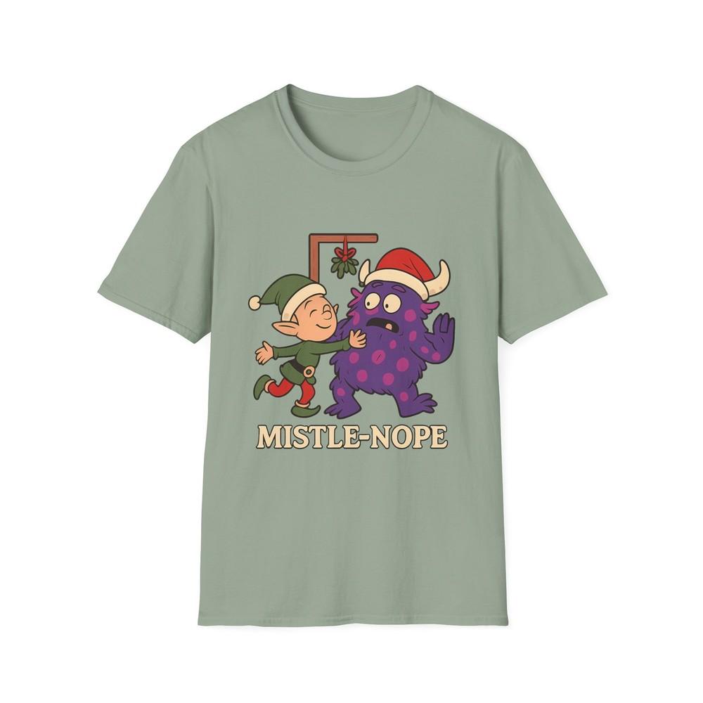 

Unisex Softstyle T-Shirt Mistle-Nope Funny Christmas Monster Holiday Humor L
