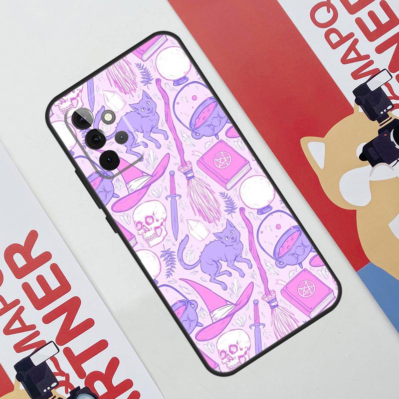 Witch Black Cat Case For Samsung Galaxy A36 A35 A55 A06 A16 A26 A56 A53 A32 A52 A33 A13 A14 A34 A54 A17 A15