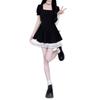 Hepburn style black dress women's summer new coffee break French small waist princess fluffy short dress