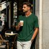 Herren Freizeit Hemd mit V-Ausschnitt, Leicht, Atmungsaktiv, Kurzen Ärmeln, Brusttasche, Weichem Stoff, Bequemer Passform, Sommer Top