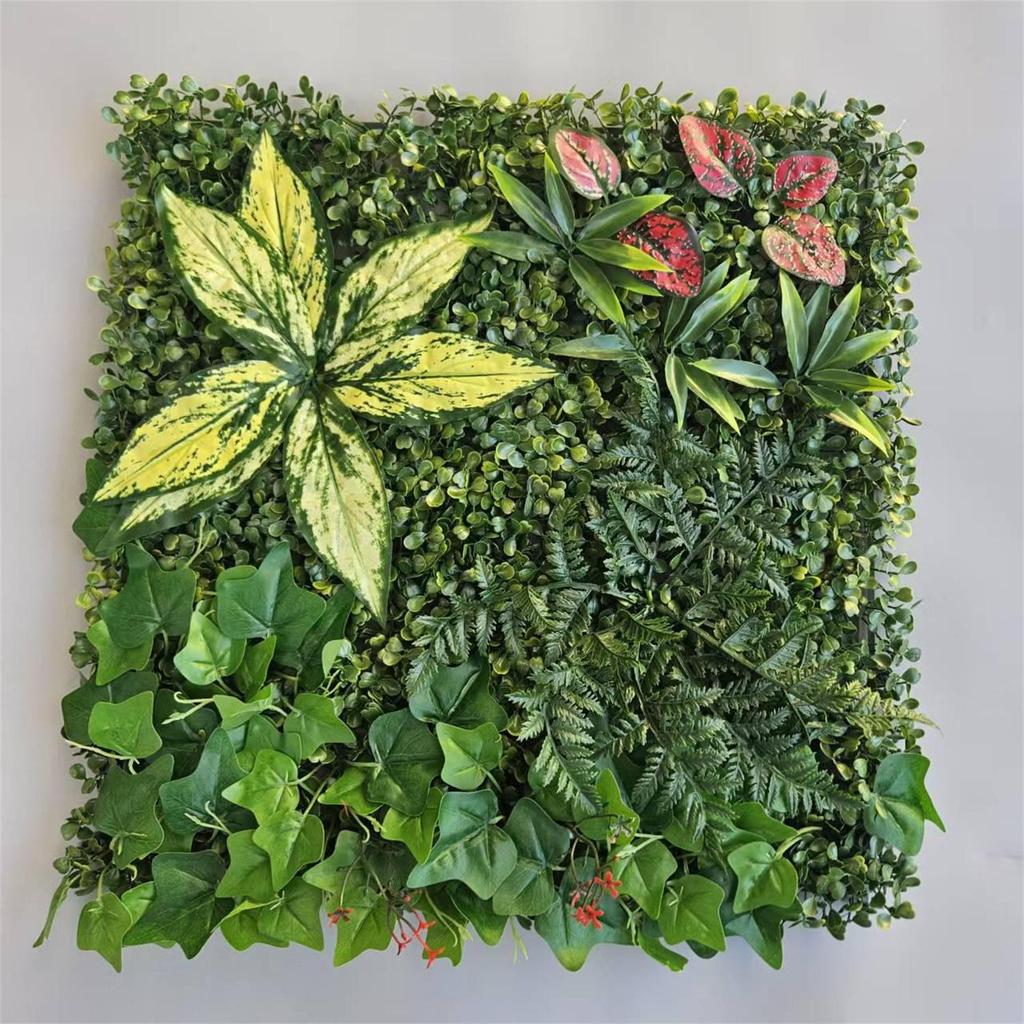 50×50cm Artificial Green Plant Wall - Plastic Vertical Garden, Fake Flower Wall, Synthetic Turf Background