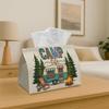 1pc Rustic CAMP Life Tissue Box Cover Suitable for Bedroom, Bathroom & Car - Washable Fabric Case with Stable Frame, Compact Lightweight, Subtle Textu