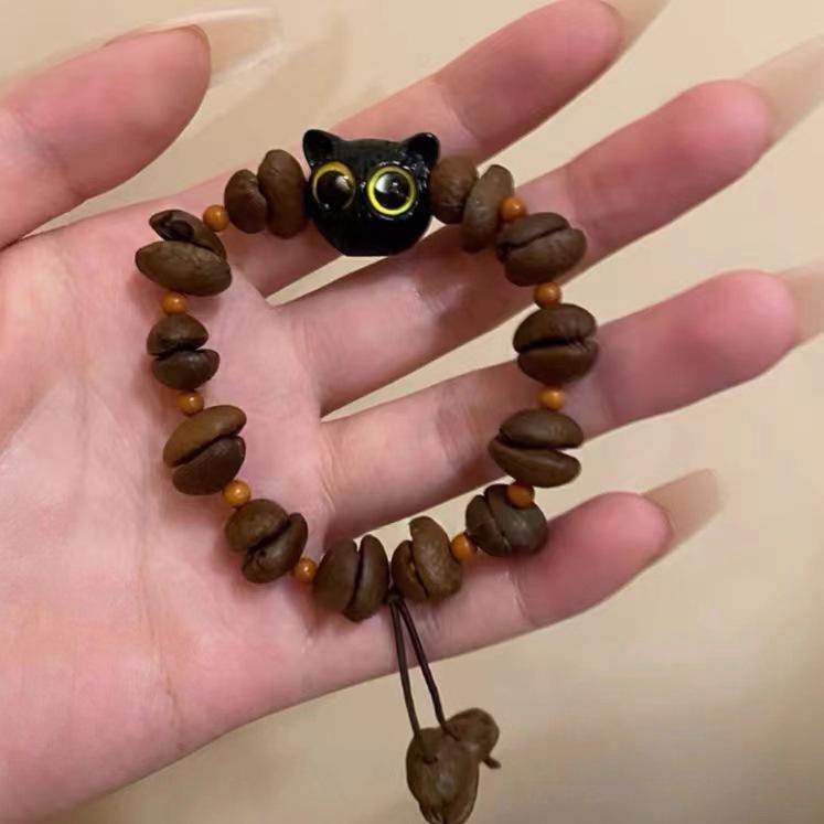 Coffee Bean Cat Paw Cute Braided Rope Bracelet for Girls, Stylish and Unique Bracelet, New Couple's Jewelry
