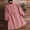 Plus Size Women Casual Loose Swing Blouse Plaid Tunic Tops Long Sleeve Button Up Lapel Pleated Flowy T Shirts