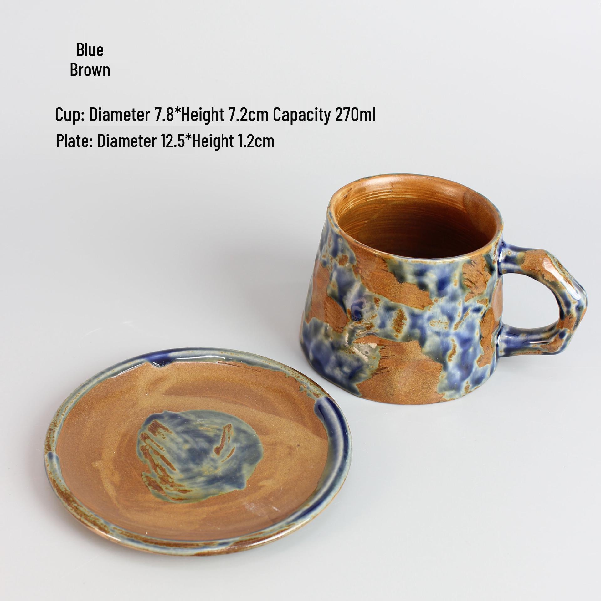 Retro Floral Ceramic Coffee Cup & Saucer Set - Japanese Afternoon Tea Mug 270ml