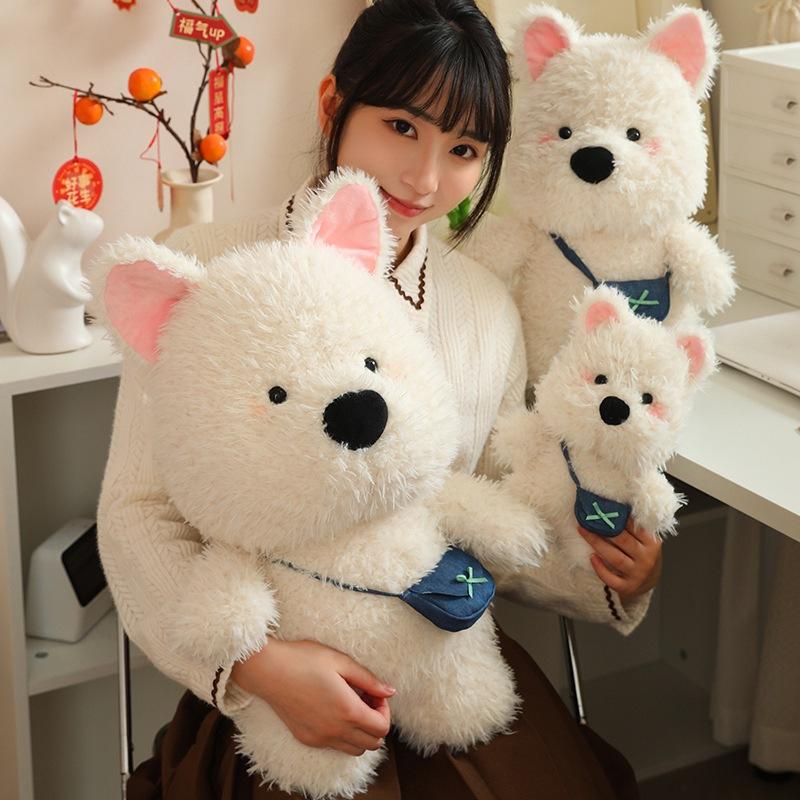 New Shoulder Bag West Highland Puppy Doll Plush Doll Cute Toy Girl Sleeping Rag Doll Ornament Gift
