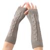 Coarse Linen Patterned Fingerless Gloves for Men and Women In Autumn and Winter Half Fingered Woolen Wrist Guard Sleeves  Knitted Warm Arm Covers