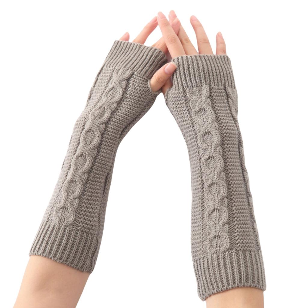 Coarse Linen Patterned Fingerless Gloves for Men and Women In Autumn and Winter Half Fingered Woolen Wrist Guard Sleeves  Knitted Warm Arm Covers