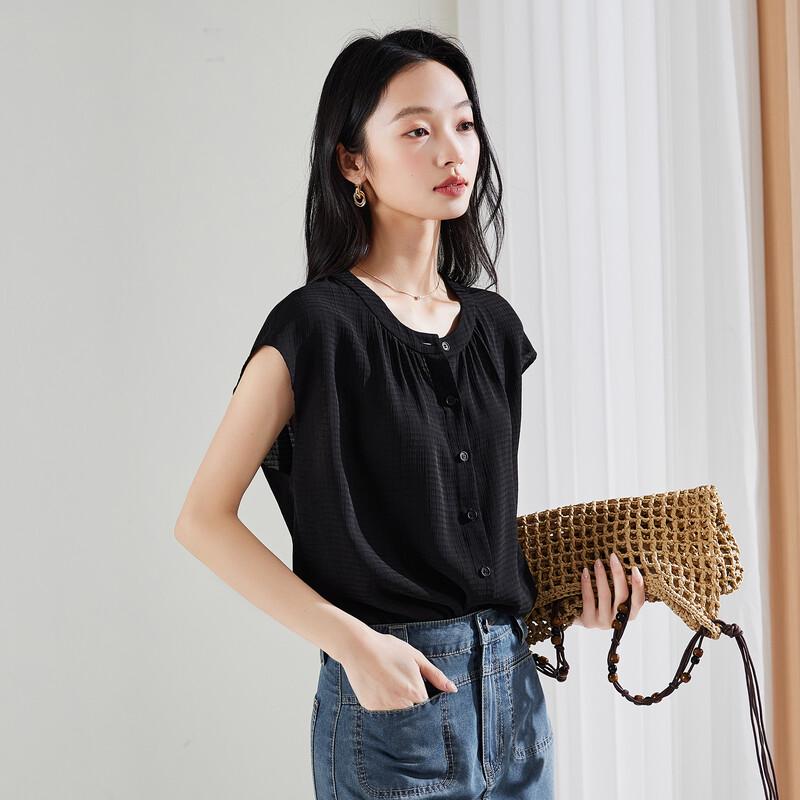 SOFSIL Women s French Elegant Textured Short Sleeve Blouse XL