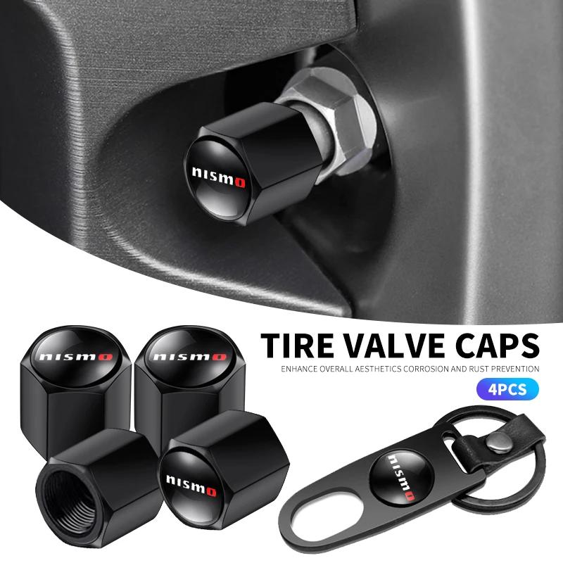 Car Styling Keychain Key Ring with Auto Tire Valve Caps Tyre Dust Cap For Nismo Nissan Teana Skyline Juke X-trail Almera Qashqai