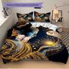 3pcs Golden Era Bedding Set - 1 Duvet Cover + 2 Pillowcases(Core Not Included), Machine Washable Polyester, All-Season Comfort, Bedroom Deco