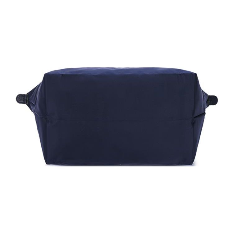 Longchamp Le Pliage Green Logo Ricamato del Marchio Tela e Pelle Borsa a Mano a Spalla Grande Borse da Donna Blu Navy 1899919P68