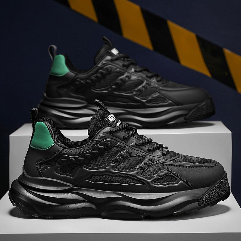 

Men s shoes, spring and autumn, new low-top lace-up color-blocking trend sneakers, breathable platform height increase shoes, work casual shoes 39