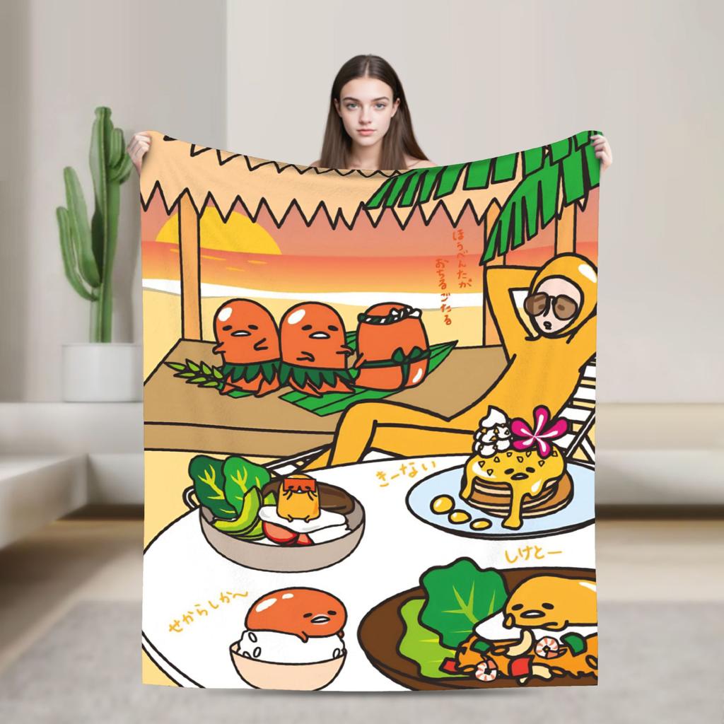 Gudetama Roztomilé Vajíčko Kreslenádeka Flanelová Ultra-Měkké Deky na Cestování Letadlem Ložnici Prošívanádeka