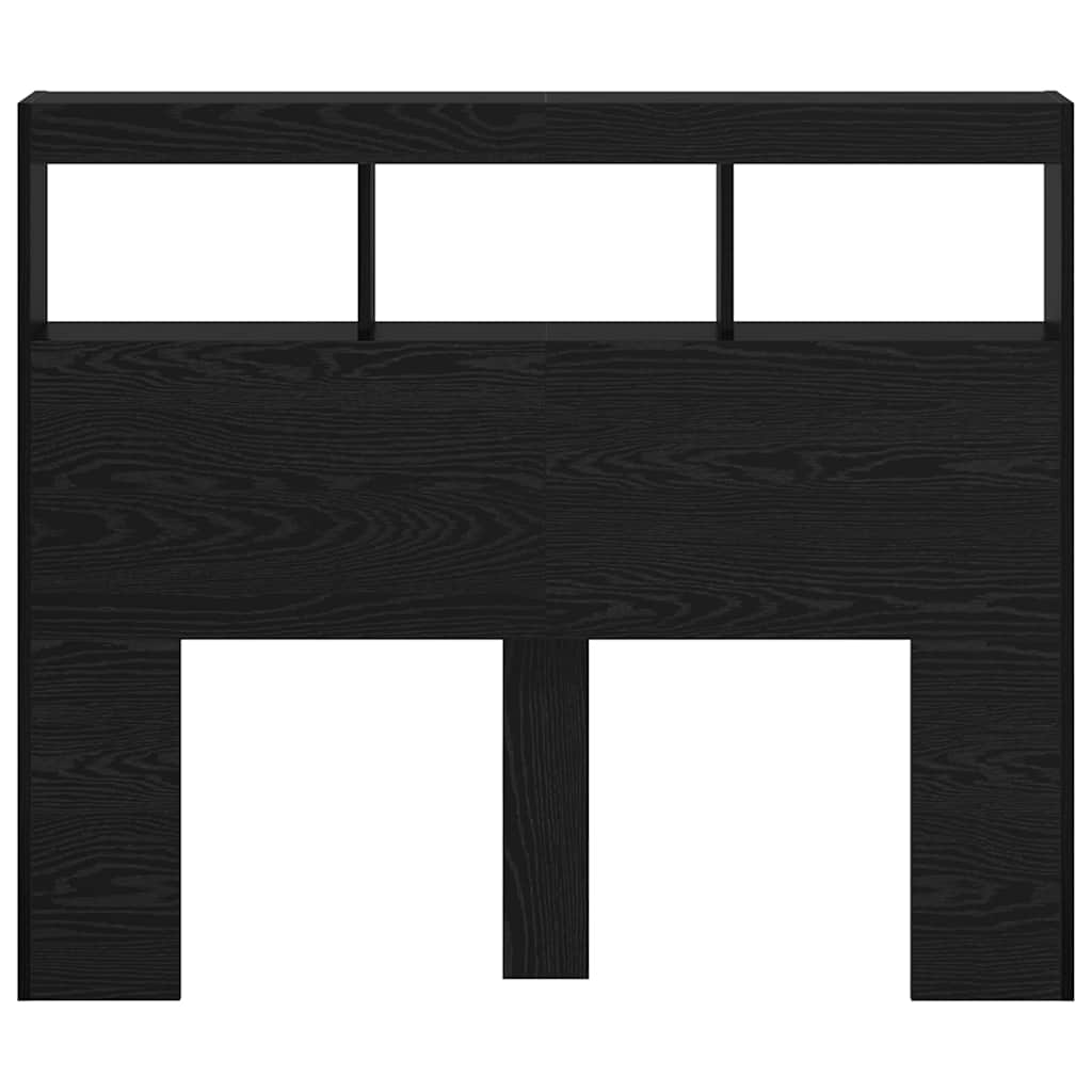 Headboard In Black Oak Look 120 X 17 X 102 Cm Engineered Wood