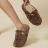 Autumn and Winter New Warm and Velvet Lamb Wool Shoes Women's Fashion Outer Wear Thick-soled Bag Head Half Slippers