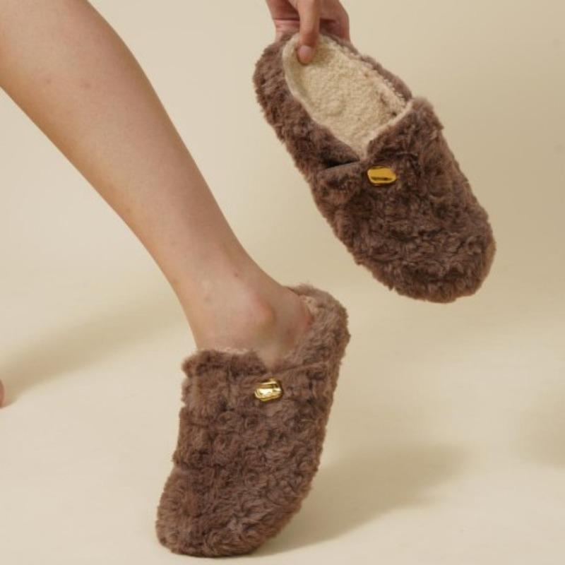 Autumn and winter new warm and velvet lamb wool shoes women's fashion outer wear thick-soled bag head half slippers