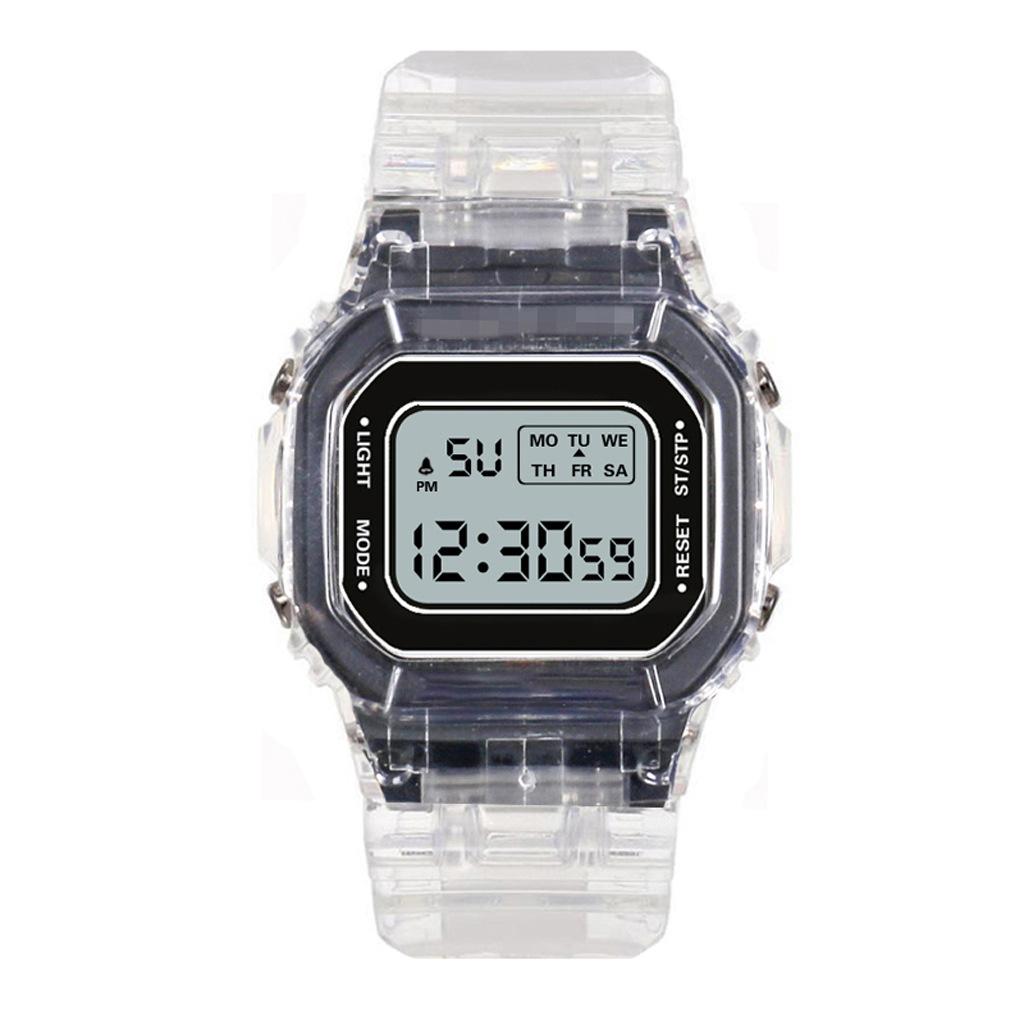 New Unisex Electronic Women Men Clock Watches Reloj Fashion Square Wrist Watch Mujer Transparent Digital Watch Sports
