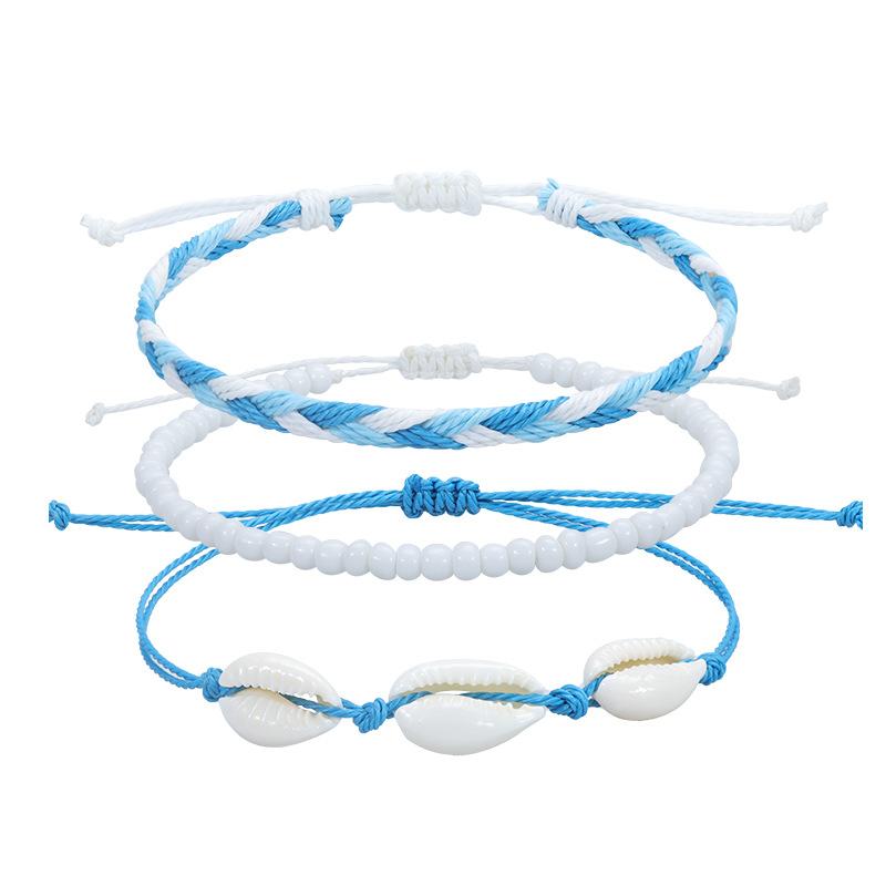 Beach Surfer Wave Bracelet for Women,Ocean Wave Adjustable Waterproof Handmade Braided String Beaded Bracelet Friendship Anklets