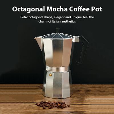Aluminiowy Czajnik do Kawy Latte Perkolator Domowy Włoski Ośmiokątny Moka Kawiarka Biuro Podróżowanie Kemping na Świeżym Powietrzu Czajnik do Espresso Herbaty