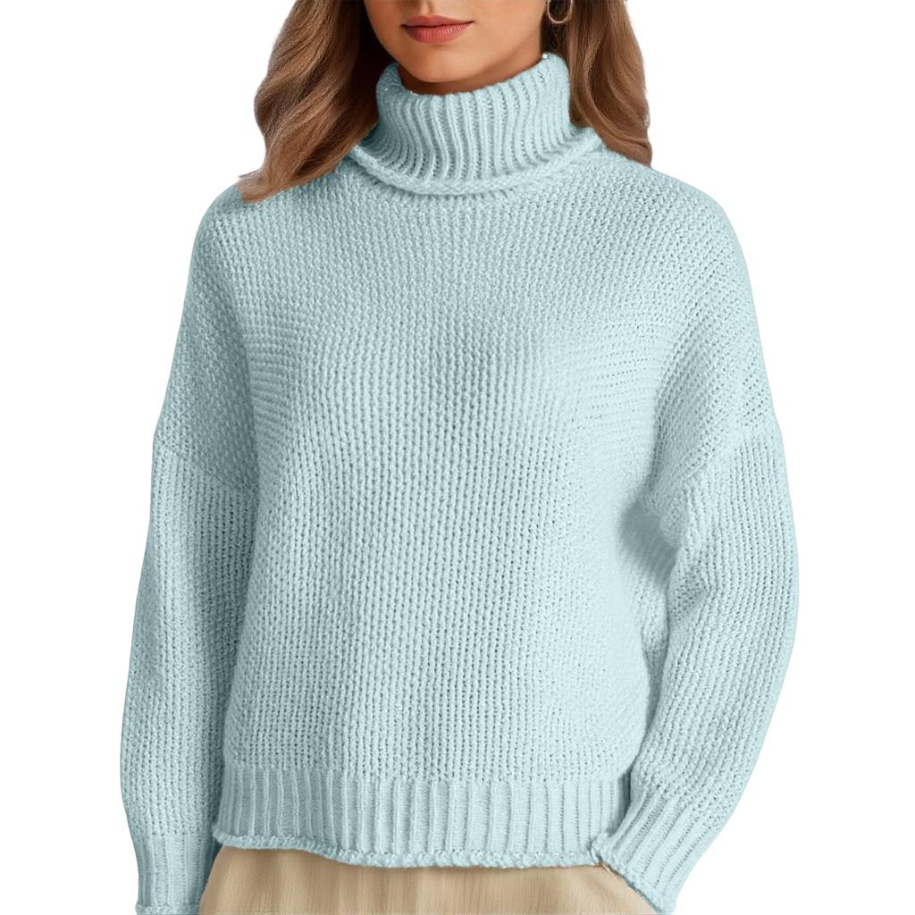 Damen Gestrickter Rollkragen Farbe Warmer Basisschicht Pullover
