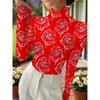Women's Cheongsam Collar Long Sleeve T-Shirt, Regular Version, Spring and Autumn Collection