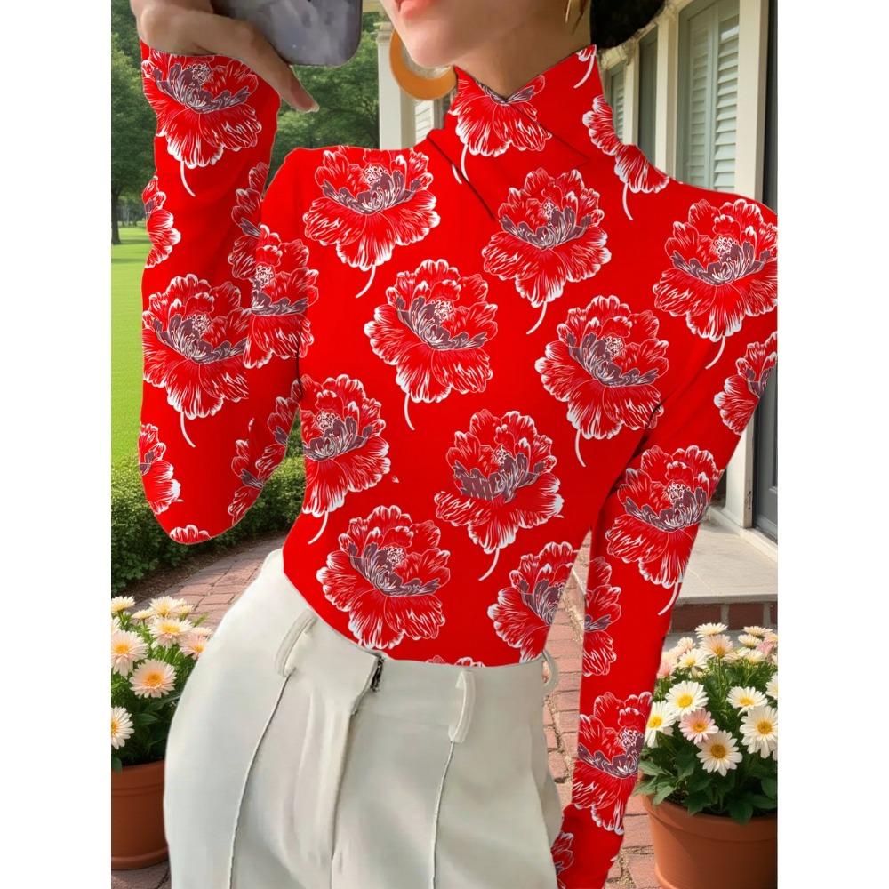 Women's Cheongsam Collar Long Sleeve T-Shirt, Regular Version, Spring and Autumn Collection