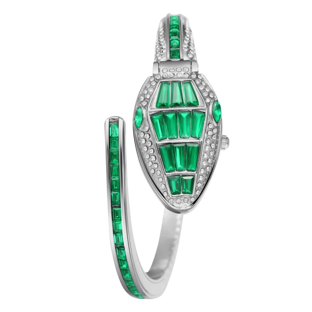 Crystal Bangle Watch with Waterproof Analog Diamond Popular Green Fashion Watch Perfect Gift for White and Christmas Women's Accent Display,