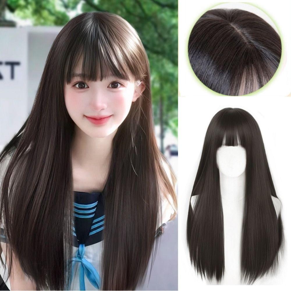 Halloween Women Layered Wigs Realistic Lolita Cosplay Wigs Long Straight Hair Wigs  Party
