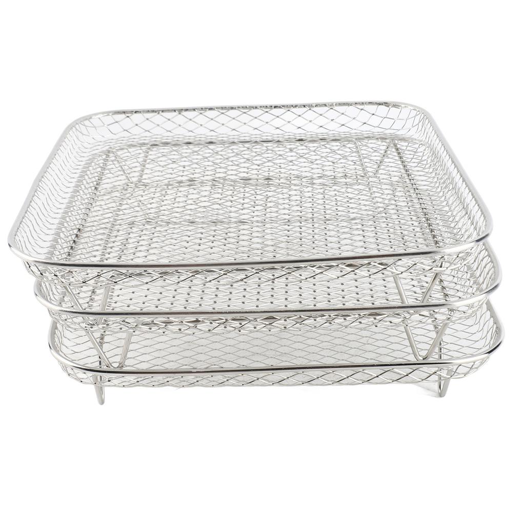 3 Layer Square Fryer Rack Dishwasher Safe SUS304 Stainless Steel Fryer Grilling Rack Accessory
