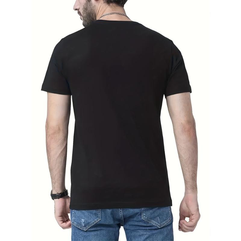 European Size Men's Summer Short Sleeve T-Shirt with Letter '' Print Suitable for Casual Casual Attire-Round Neck Breathable Fabric, Machine Washable