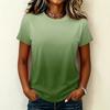 Women's Casual Pullover T-Shirt Short Sleeve Crew Neck Gradient Color Top Lightweight Soft Fabric Summer Wear