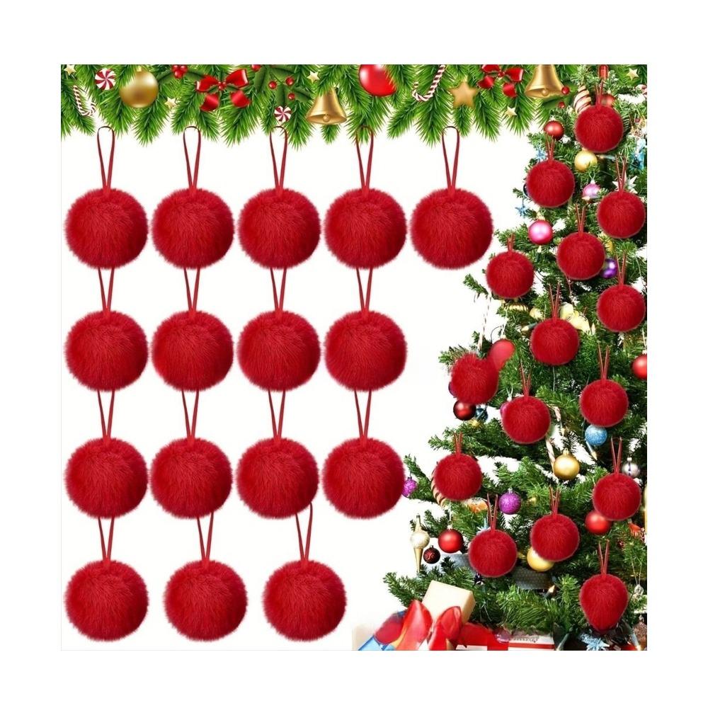 

12 шт. DIY Крафт Рождественские шары Украшения Плюшевая поверхность Подвеска на рождественскую елку Товары для вечеринок Red 6cm