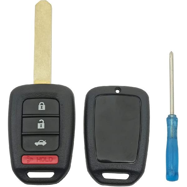 Replacement Key Fob Cover Case Fit For Honda 2016-2017 Accord 2016- Civic 2014-2015 CR-V Keyless Entry Key Fob (Black)