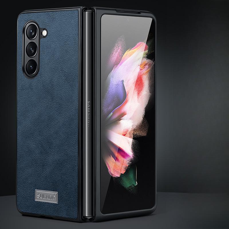 Geeignet für Samsung Zfold6 Handyhülle Faltbares Samsung Business W23 Sturzsicher Fold5 Rundumschutz 4 Herren 22 Lederhülle