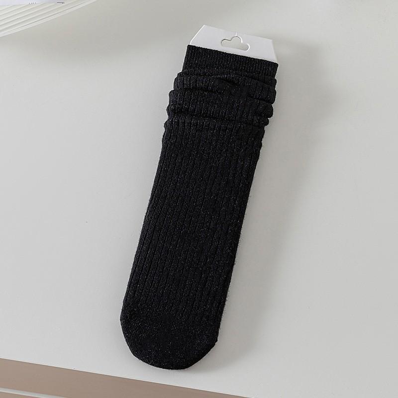 Wool Socks Children'S Stacking Socks Season Thickened Warm Solid Color Retro Versatile Sweat-Absorbing Deodorant Medium Tube Socks