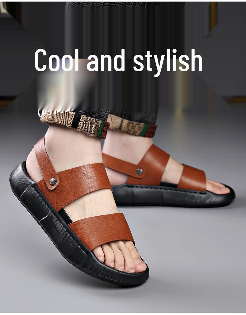 Men's Summer 2025 Dual-Use Non-Slip Driving Sandals: Casual Thick-Soled Beach Shoes