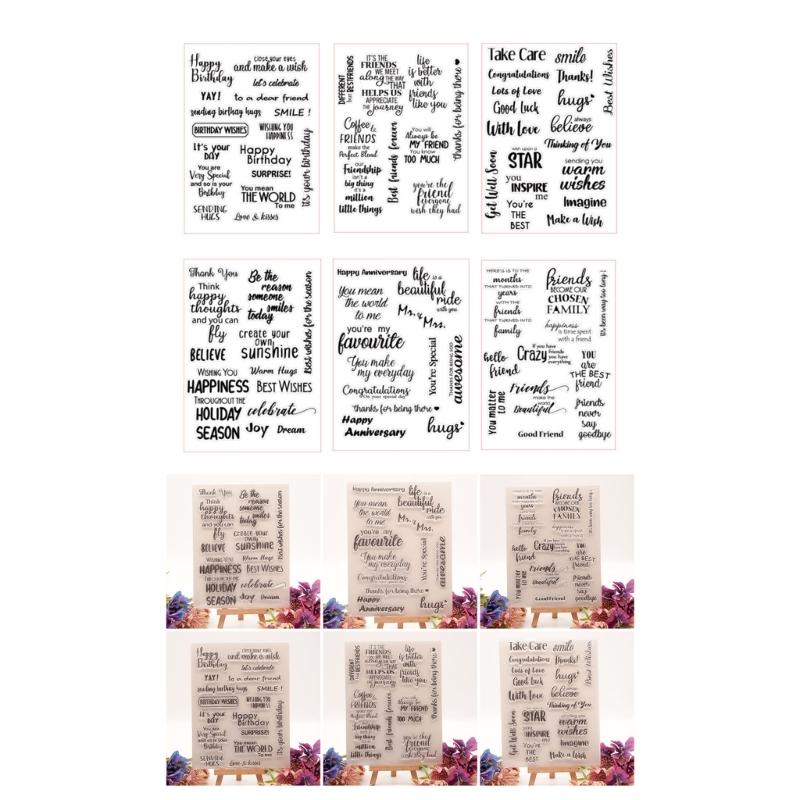 Greeting Words Clear Silicone Stamp Blessing Words Silicone Stamp for Card Making Scrapbooking Photo Album Journal