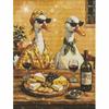 5D Diamond Painting Kit. Funny Ducks Drinking Wine and Eating Cheese Diamond Mosaic Craft. Handmade Home Decoration for Living Room and Bedroom