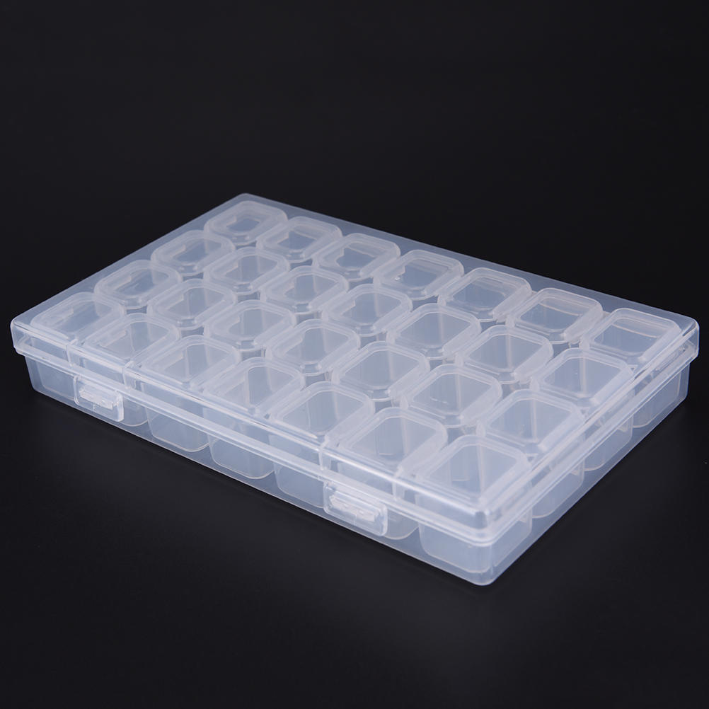 Sale Clear Plastic 28 Slots Adjustable Jewelry Storage Box Case Organizer Bead