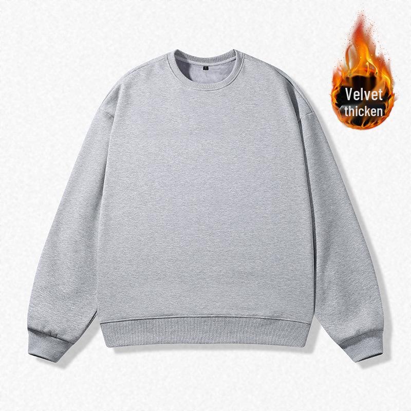 Unisex casualowa bluza z kapturem podszyta polarem: Okrągły dekolt, Luźny krój, Duży rozmiar, Długi rękaw, Idealny dla par