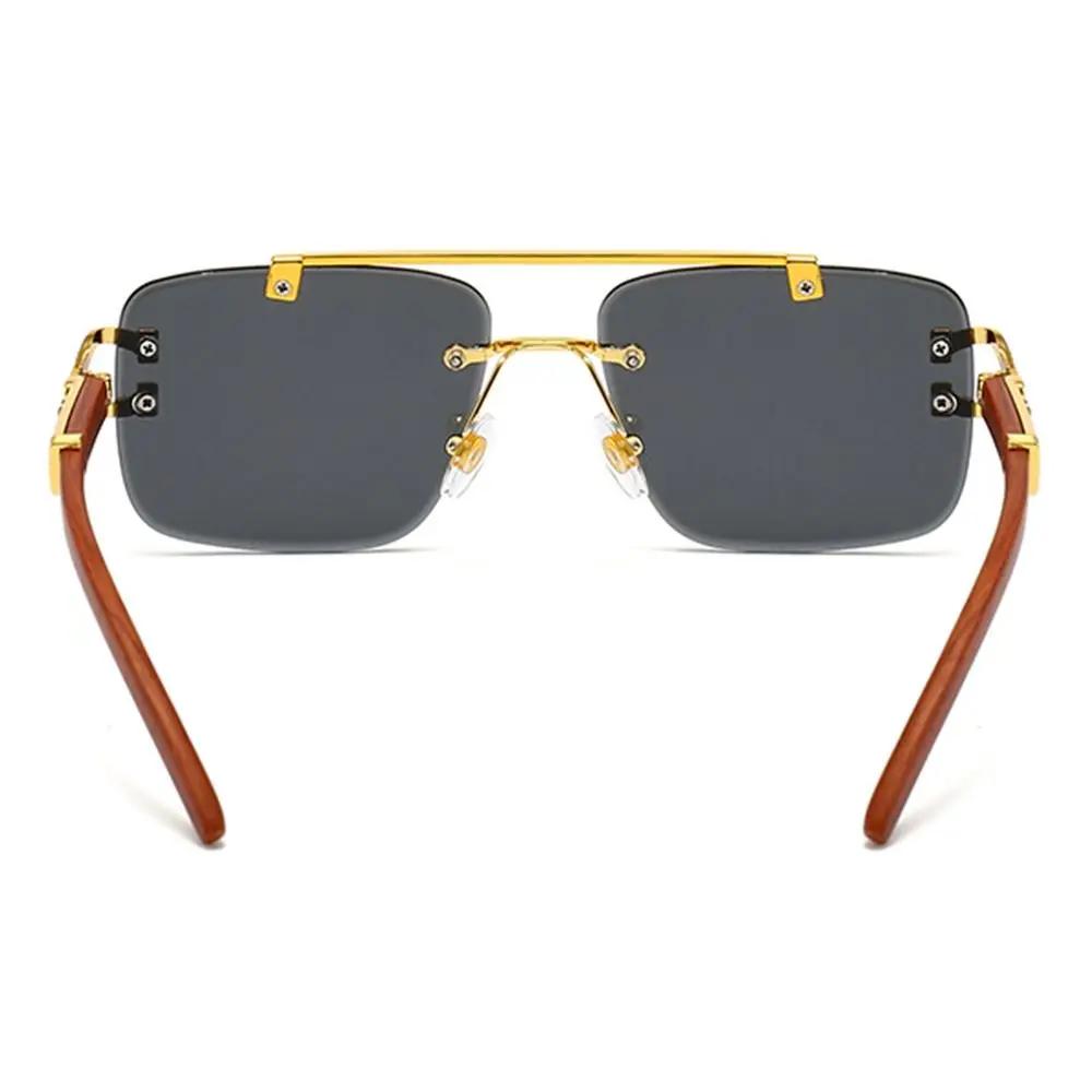 Vintage UV Protection Men & Women Square Rimless Sunglasses Cheetah Head Sunglasses Eyewear