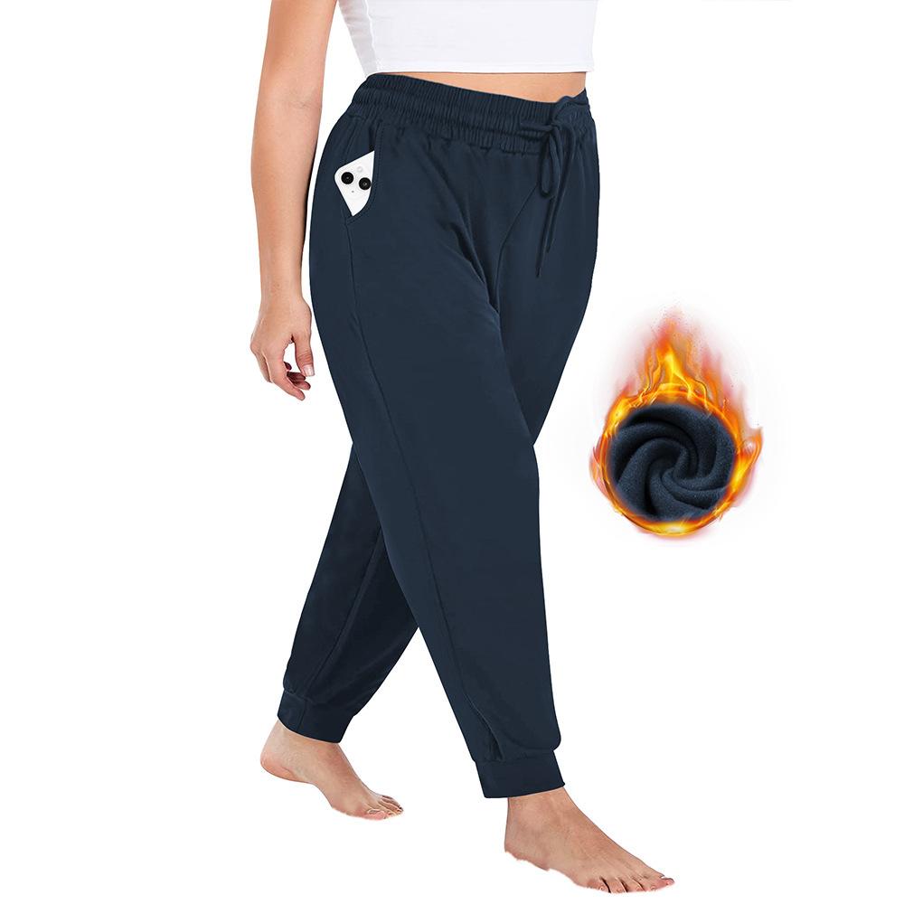 

Drawstring Plus-size Sports Pants Autumn/winter Women s 1XL-5XL Loose-fitting Cuffed Slow-running Fleece-lined Sports Pants 1XL