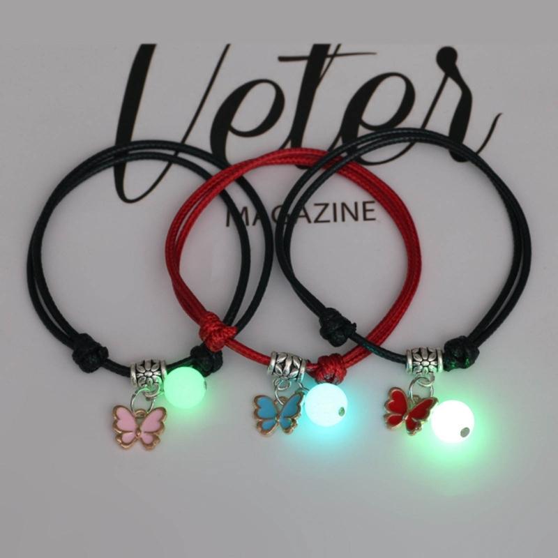 3 Pcs/set Luminous Beads Bracelet Hand-woven Love Star Moon Cat Sisters Novel Luminous Bracelet Adjustable Hand Rope
