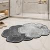 Quick Dry Shower Mat Double Flower Bath Mat, Super Absorbent Diatomaceous Earth Rug, Non-Slip Floral Washable Drying for Bathroom Floor Home Entrance
