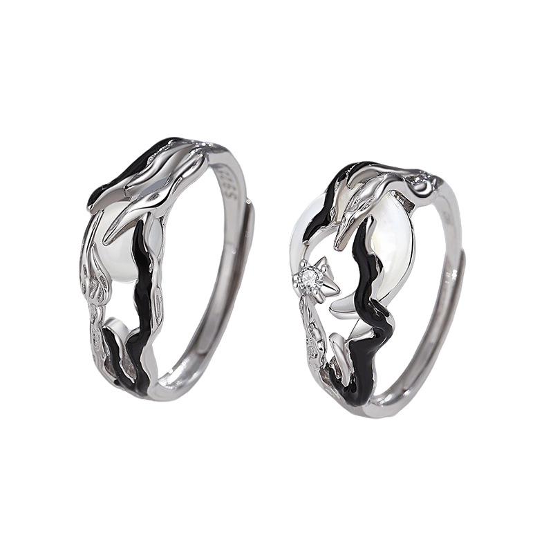 Tichia Sunrise & Sunset Couple Rings - S925 Sterling Silver, Unique, High-End Open Design.
